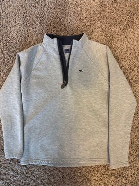 Vineyard Vines Boy’s Heather Light Gray Quarter-Zip Pullover Size S